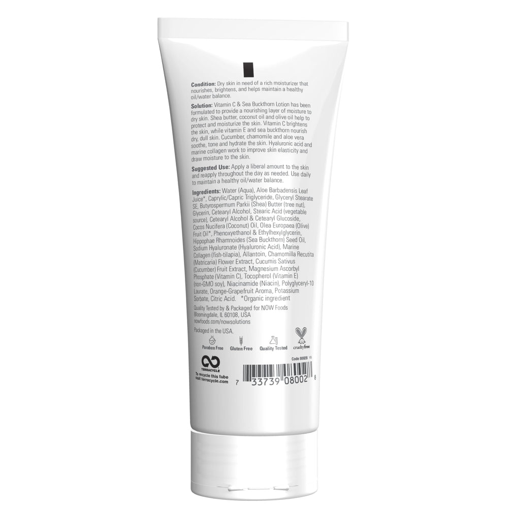 NOW Foods lotion texture close-up dispensed from pump showing creamy hydration benefit