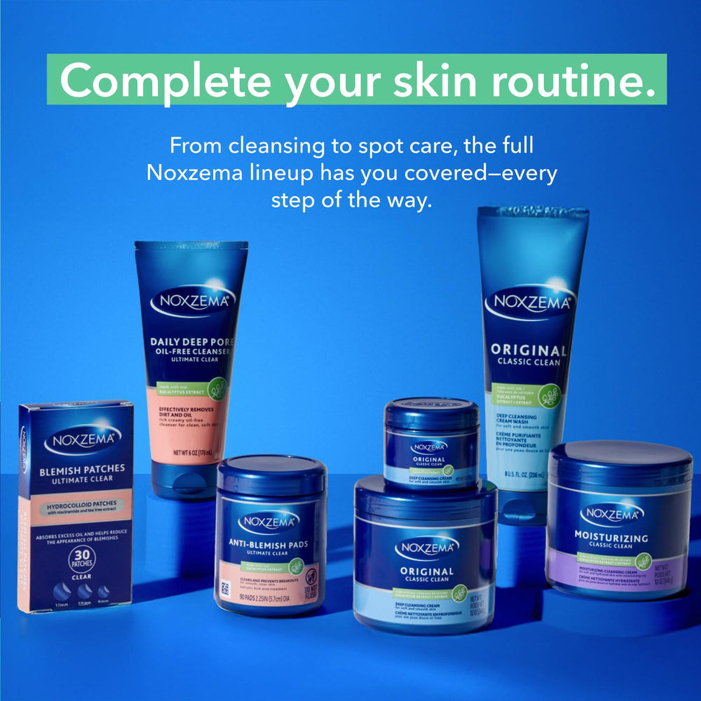 Noxzema illustrative before-and-after texture comparison showing smoother skin