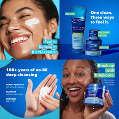 Noxzema cleanser in hand showing travel size and usable quantity