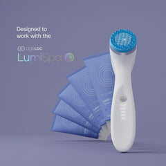 Nu Skin cleanser on LumiSpa treatment head illustrating device compatibility
