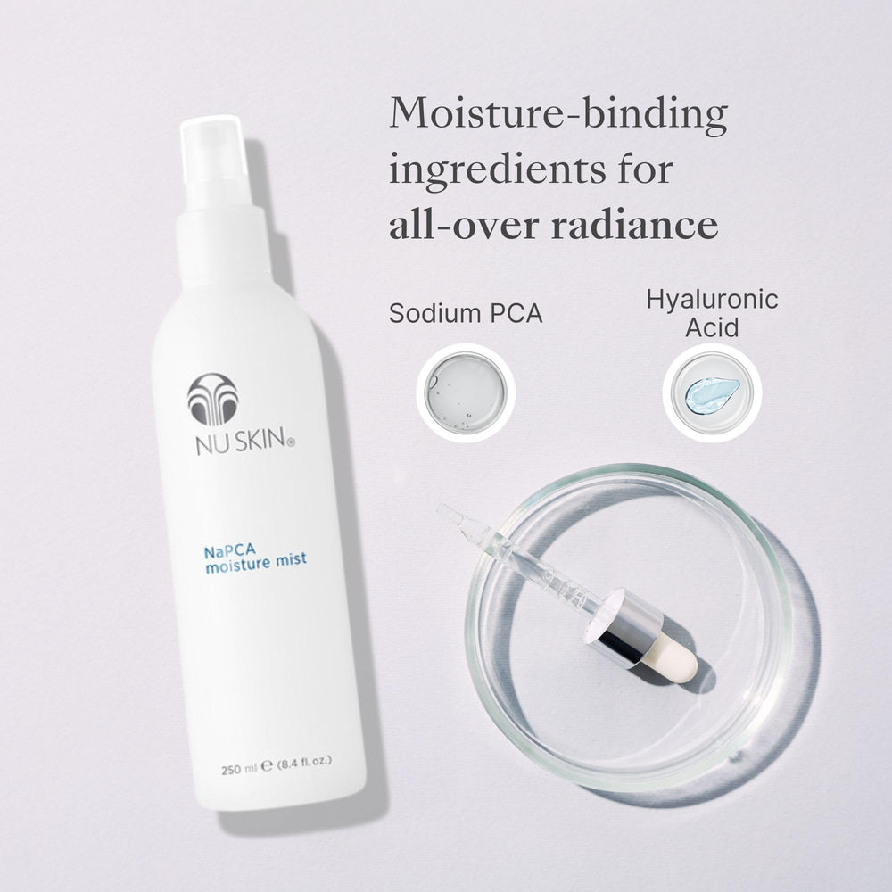 Nu Skin spray detangling hair to improve manageability and shine