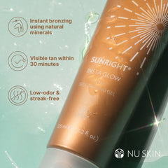 Nu Skin Sunright in hand illustrating compact travel convenience