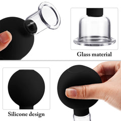 Nuanchu cup applied to cheek illustrating facial lifting and de-puffing benefit