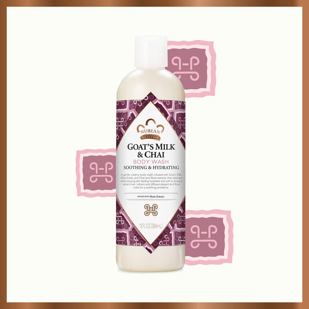 Nubian Heritage bottle in a styled bathroom to suggest lifestyle use