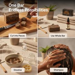 Nubiana lathered soap in hands producing rich foam for deep cleansing