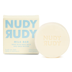 Nudy Rudy front packaging showing goat milk bar and benefits