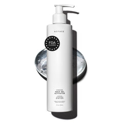 NuFACE gel front packaging showing bottle and product benefit of reliable conductivity
