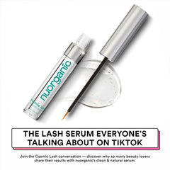 NuOrganic Cosmic Lash serum droplet texture close-up showing nutrient-rich formula benefit