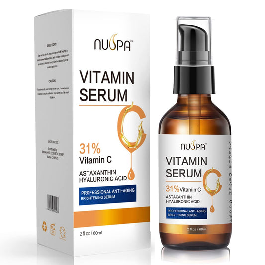 NUSPA front packaging showing bottle and label, clear brightening product benefit