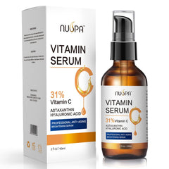 NUSPA front packaging showing bottle and label, clear brightening product benefit