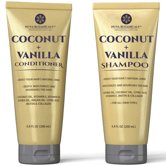 Nuva Botanicals front packaging showing coconut vanilla scent and benefits