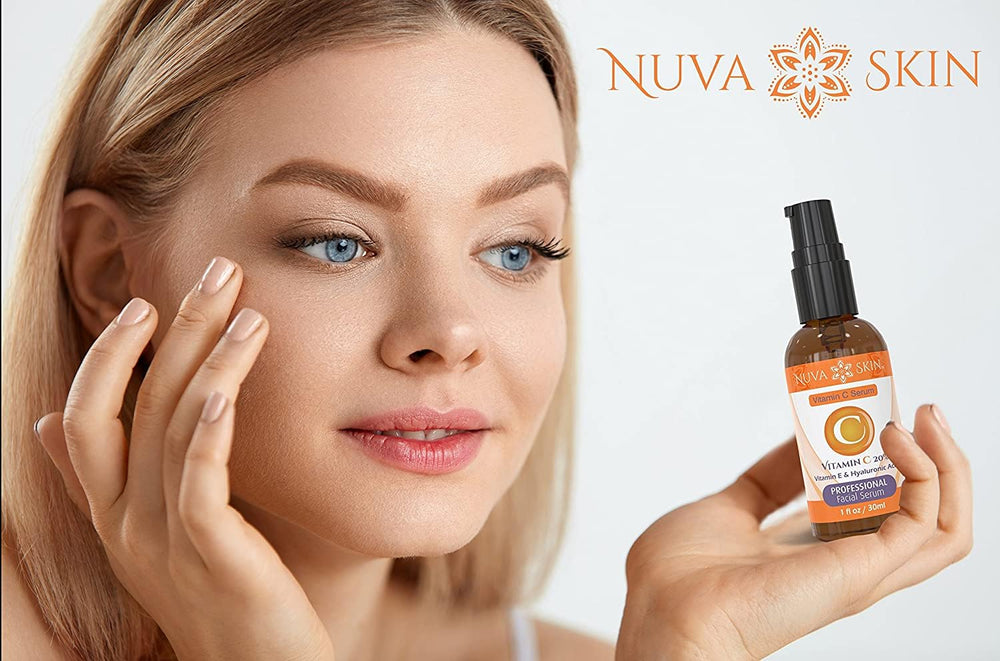 Nuva Skin before and after sample illustrating brighter even complexion benefit