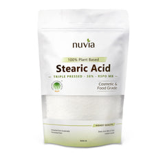 Nuvia Organics stearic acid pouch front view showing label and sustainable branding benefits