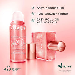 NUXE applied to cheekbone showing luminous highlight and natural-looking radiance