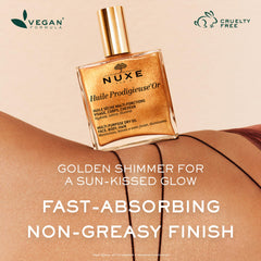 NUXE oil applied to skin showing hydrated luminous finish benefit