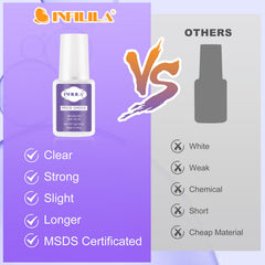 NXJ INFILILA nail tip application demonstrating strong adhesive hold benefit