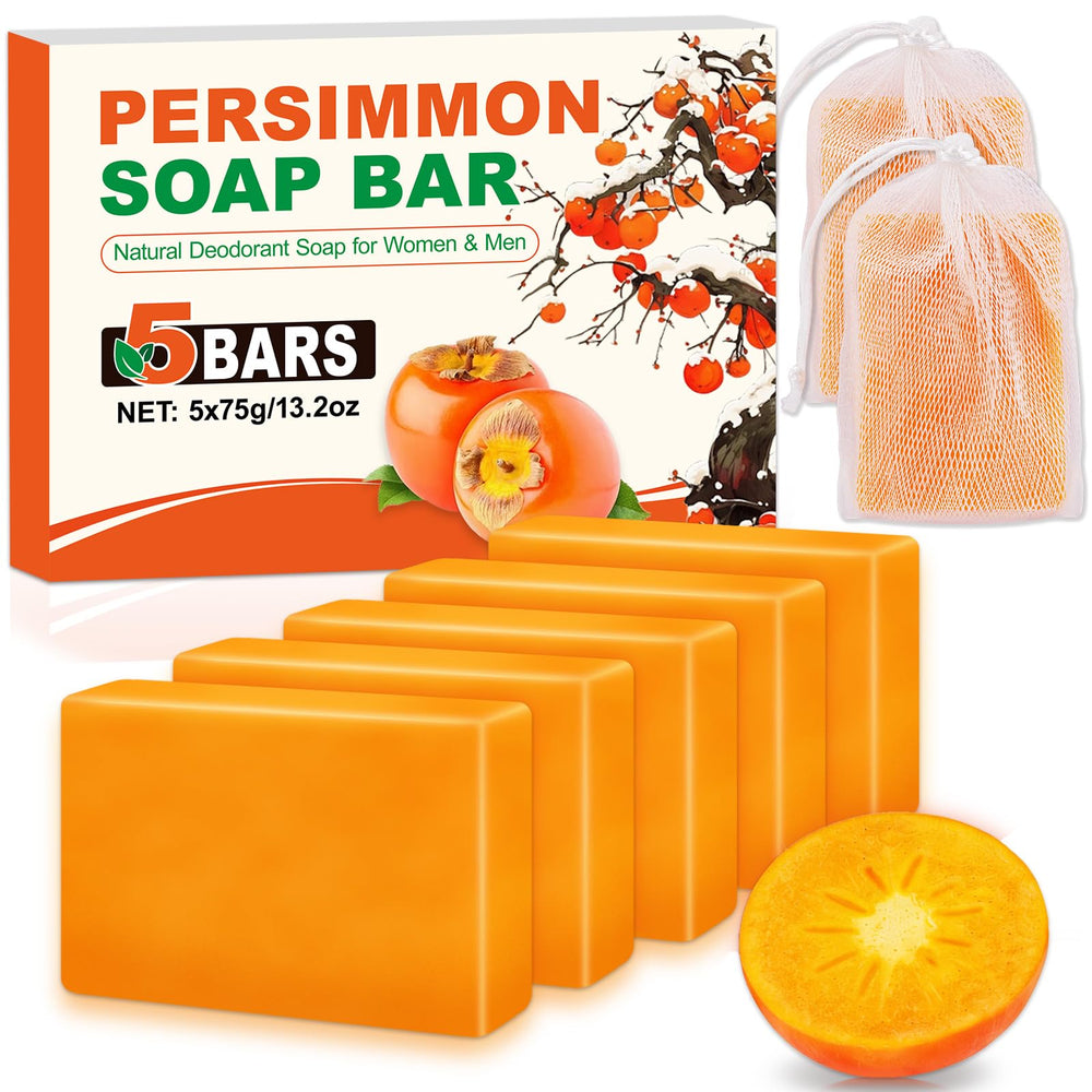 NXPPYY front packaging showing five persimmon soap bars and benefits