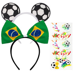 Nxtpz Brazil headband front view showing flag colors and bow, great for fan visibility