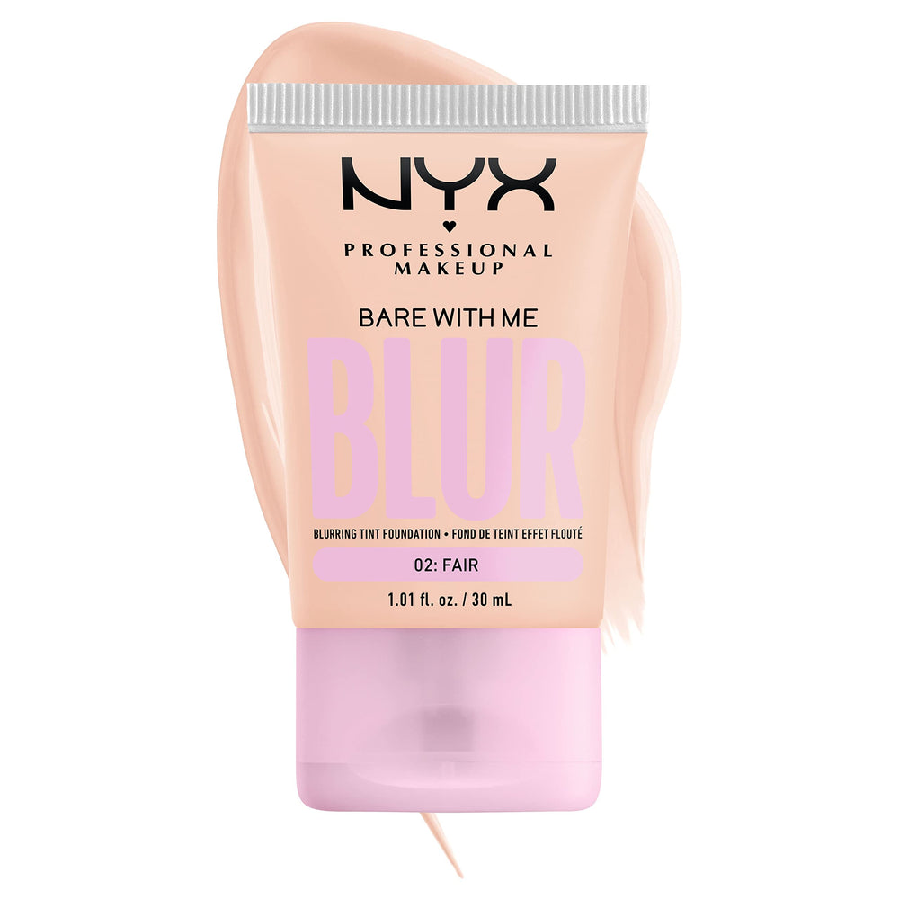 NYX PROFESSIONAL MAKEUP bottle held in hand showing true size and travel-friendly benefit