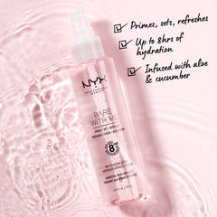 NYX Bare With Me close-up mist spray illustrating fine atomization for even coverage
