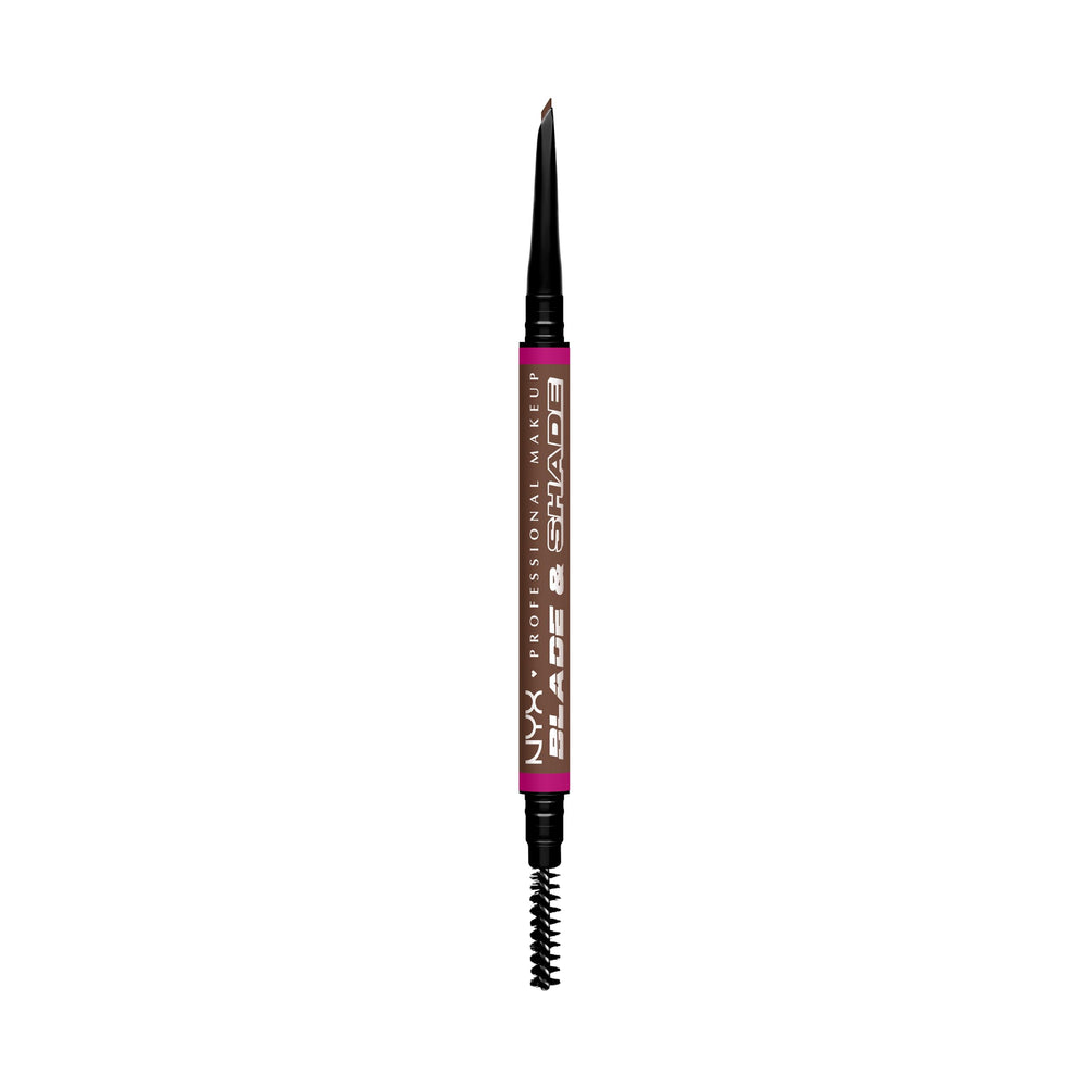 NYX PROFESSIONAL MAKEUP front packaging Chocolate brow pencil showing product benefit