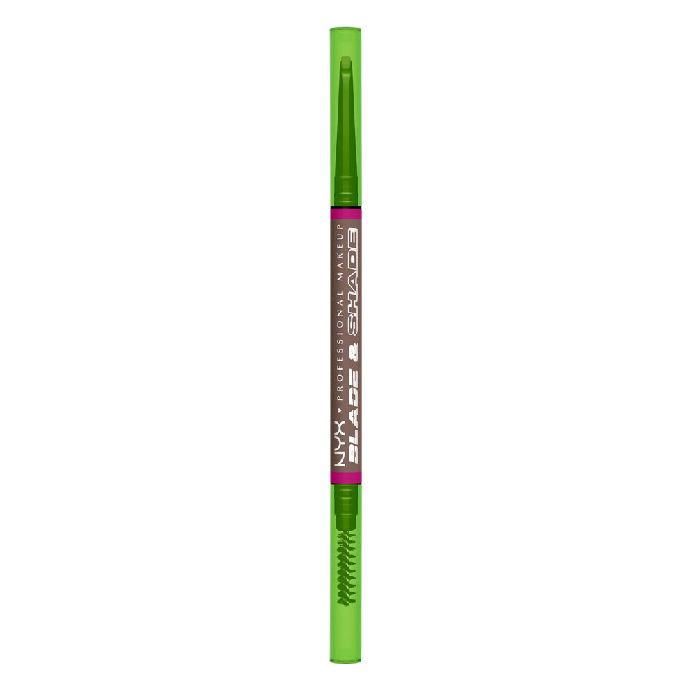 NYX PROFESSIONAL MAKEUP front packaging showing cool ash brown pencil and benefits