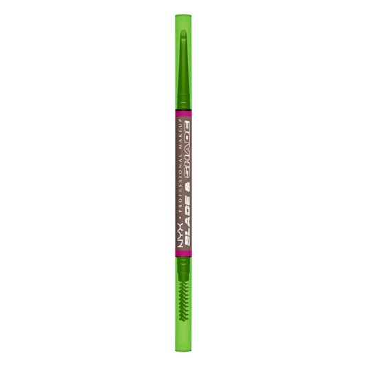 NYX PROFESSIONAL MAKEUP front packaging showing cool ash brown pencil and benefits