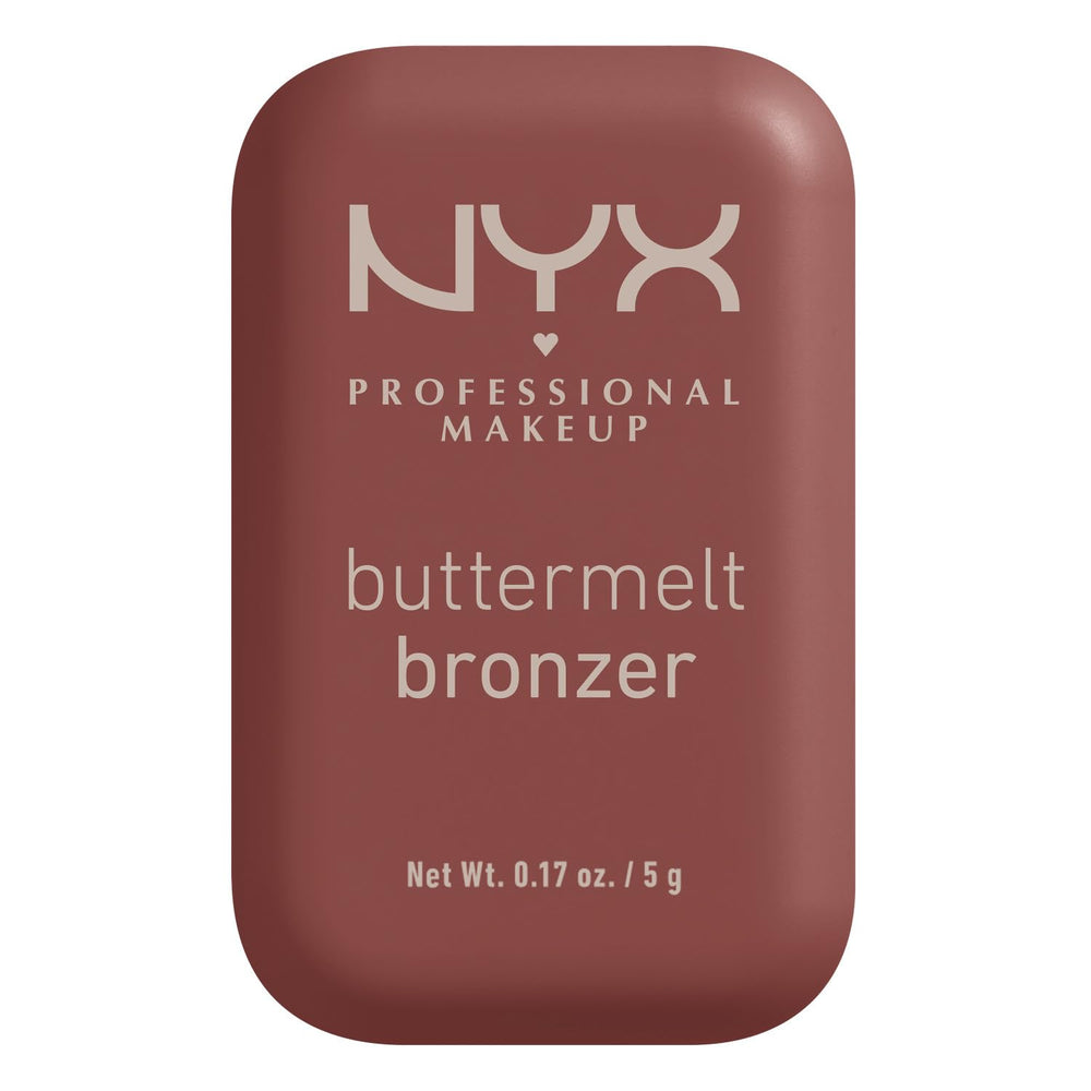 NYX PROFESSIONAL MAKEUP front compact of Buttermelt Bronzer showing shade label and benefit