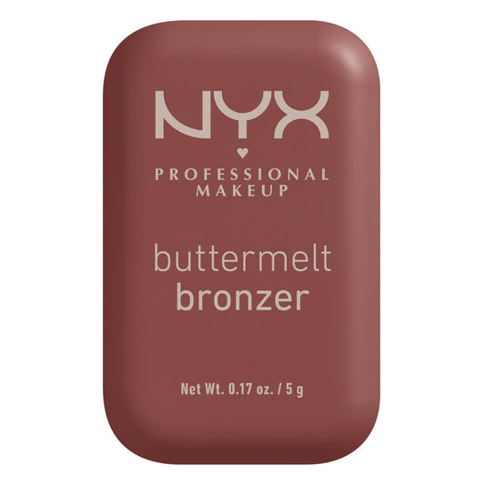 NYX PROFESSIONAL MAKEUP front compact of Buttermelt Bronzer showing shade label and benefit