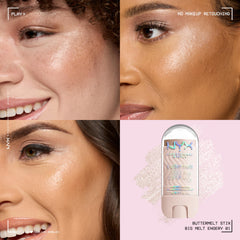NYX PROFESSIONAL MAKEUP stick unwound to reveal creamy clear highlighter tip for easy application