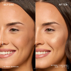 NYX PROFESSIONAL MAKEUP close-up of Buttermelt Highlighter pan texture showing creamy powder benefits
