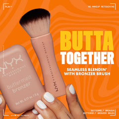 NYX PROFESSIONAL MAKEUP model outdoors with bronzed skin for sun-kissed look