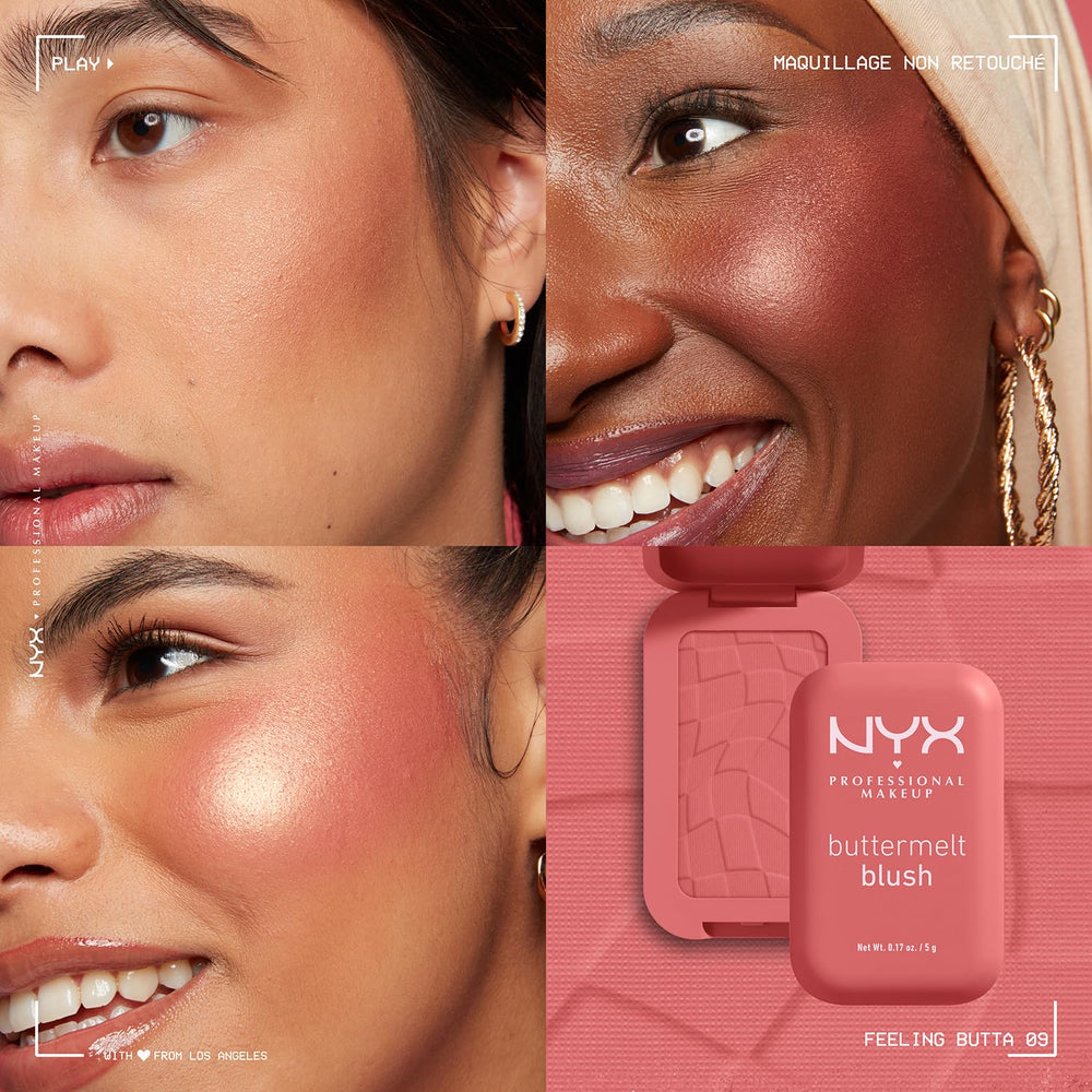 NYX PROFESSIONAL MAKEUP product pan in hand showing compact size and portability