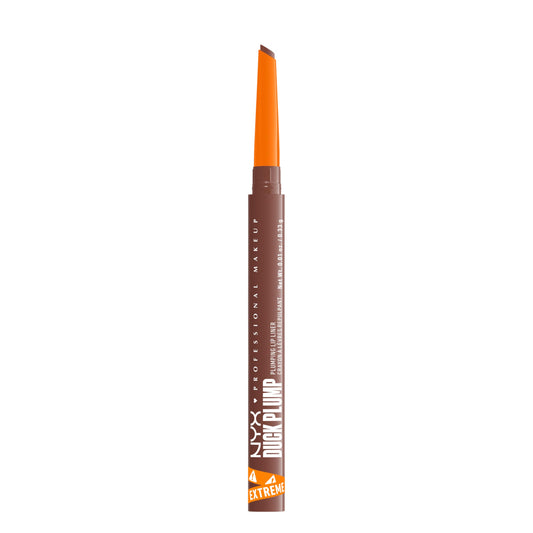 NYX PROFESSIONAL MAKEUP front packaging showing the deep nude plumping lip liner and benefits