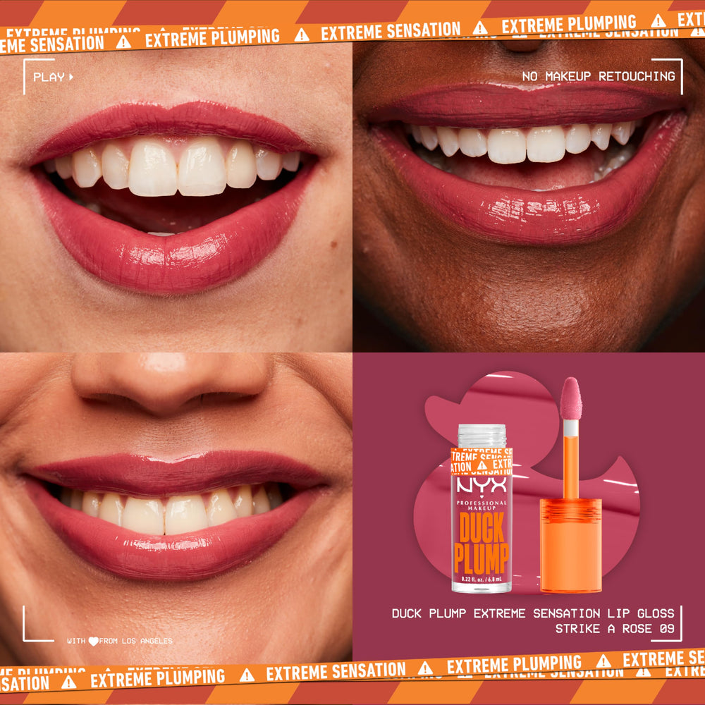 NYX PROFESSIONAL MAKEUP texture swipe of Strike A Rose showing high pigment and glossy payoff benefit