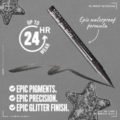 NYX PROFESSIONAL MAKEUP brush tip close-up for precise glitter lines