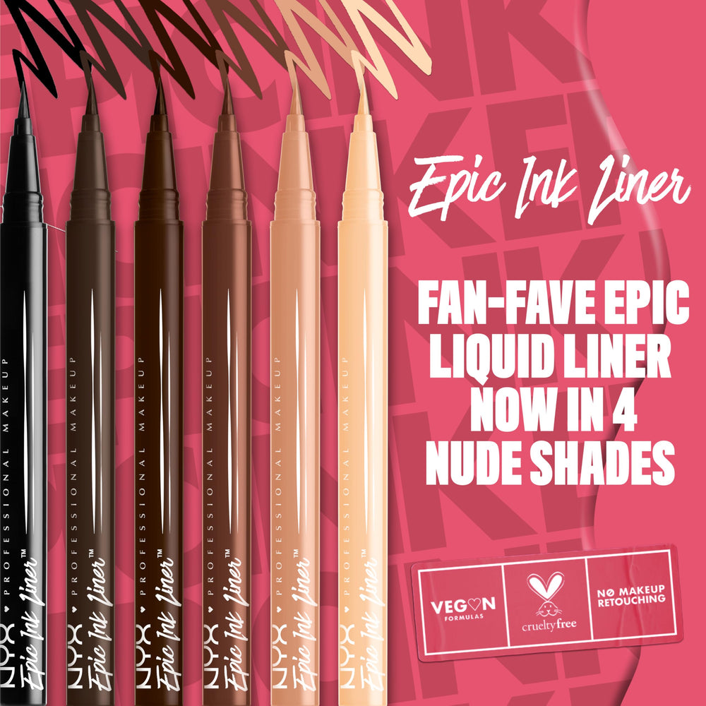 NYX PROFESSIONAL MAKEUP Epic Ink Liner open pen tip angled to show flexible nib