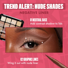 NYX PROFESSIONAL MAKEUP Epic Ink Liner winged-eye look on model demonstrating defined cat-eye