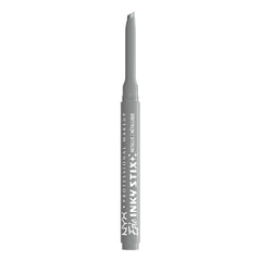NYX PROFESSIONAL MAKEUP front view of Epic Inky Stix Silver showing sleek packaging and benefit of easy click application