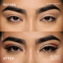 NYX PROFESSIONAL MAKEUP model wearing dramatic evening liner showcasing long wear