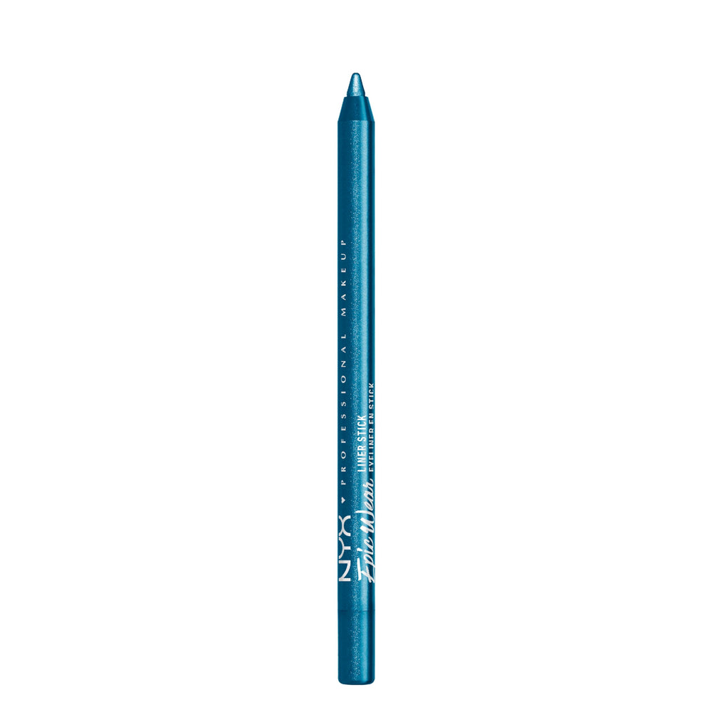 NYX PROFESSIONAL MAKEUP turquoise pencil front view showing sleek packaging and precise tip benefit bold control