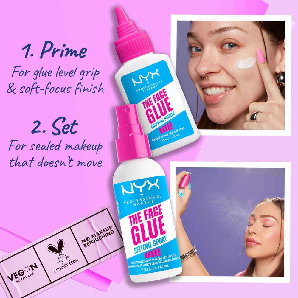NYX The Face Glue applied with fingers showing easy blending and comfortable wear