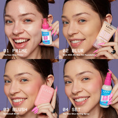 NYX PROFESSIONAL MAKEUP held next to hand showing compact portable size