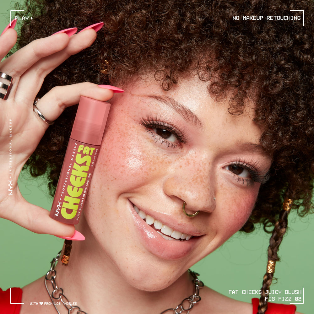 NYX Fat Cheeks applied on cheek showing dewy finish and natural-looking lift