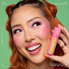 NYX Fat Cheeks closeup of Dragon Fruit Drip shade demonstrating vibrant pinky coral