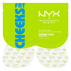 NYX PROFESSIONAL MAKEUP front packaging showing two butt-sheet masks and benefits