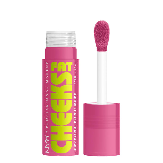 NYX PROFESSIONAL MAKEUP front packaging of Fat Cheeks Plum Pop, showcases shade and compact design