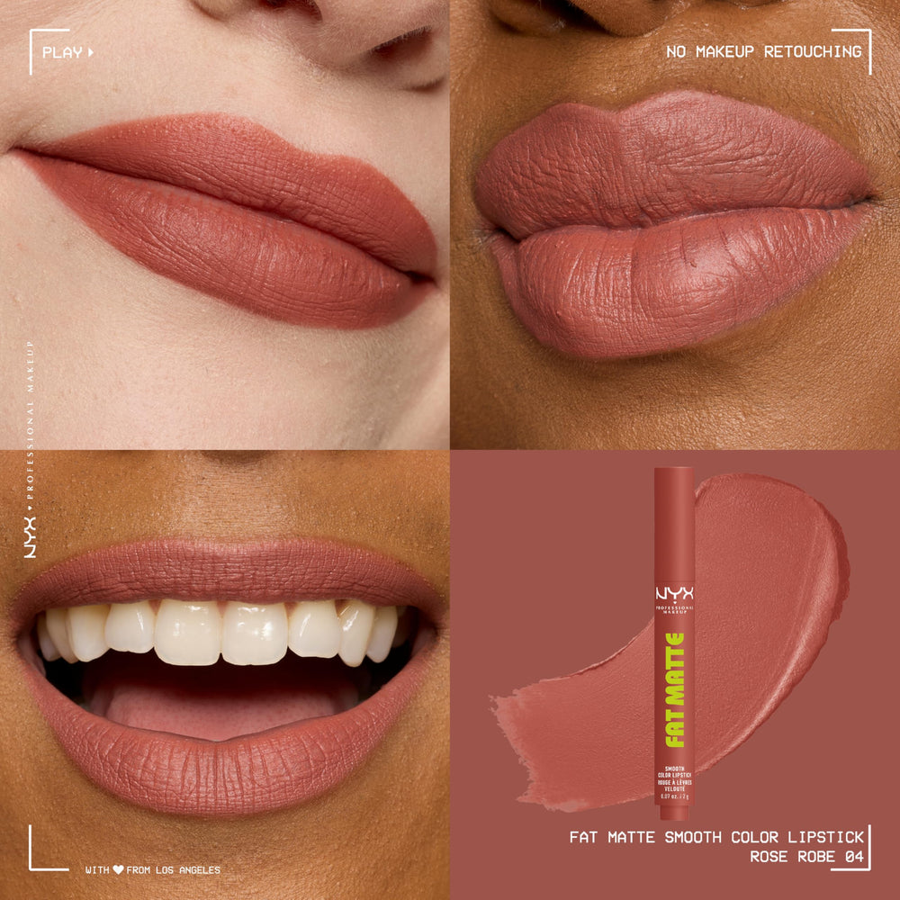 NYX PROFESSIONAL MAKEUP lip close-up in Rose Robe showing seamless matte finish benefit