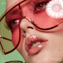 NYX PROFESSIONAL MAKEUP Fat Oil Lip Drip layered over lipstick showing enhanced color and reflective finish