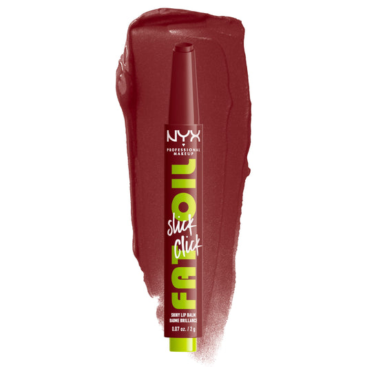 NYX PROFESSIONAL MAKEUP front packaging showing sleek click tube and shade name for easy selection